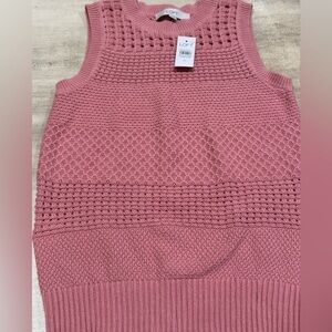 New! LOFT Women's Pink Sleeveless Summer Cotton Top. Size XS. Cute! Rose